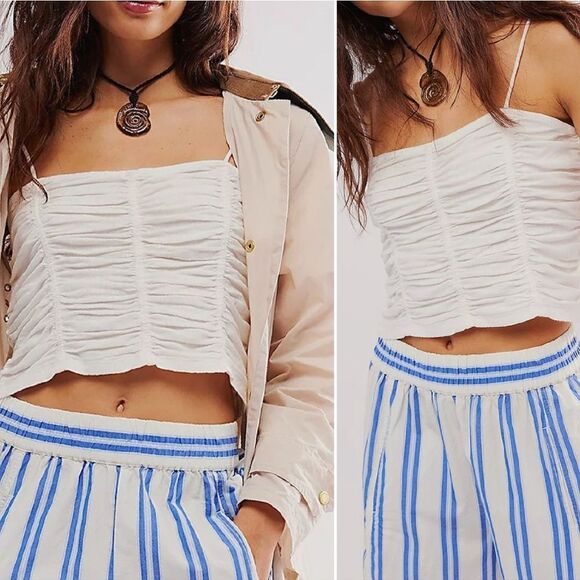 Free People White Cotton Belong Together Cropped Tank Medium NWOT - Picture 6 of 15